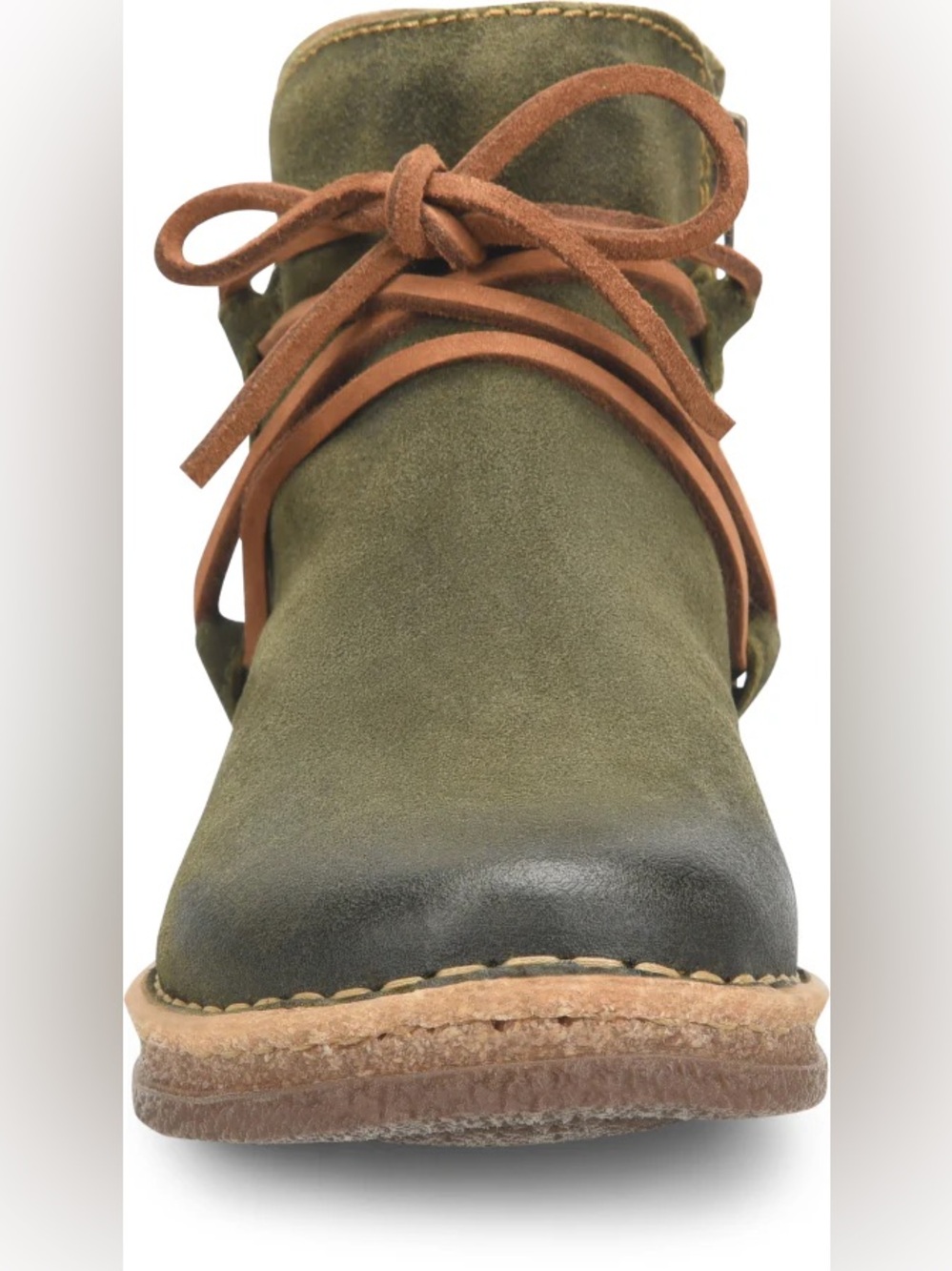 Born Calyn Green Distressed Leather Ankle Boots NWOB Size 8 39 Comfort Booties - Picture 4 of 11